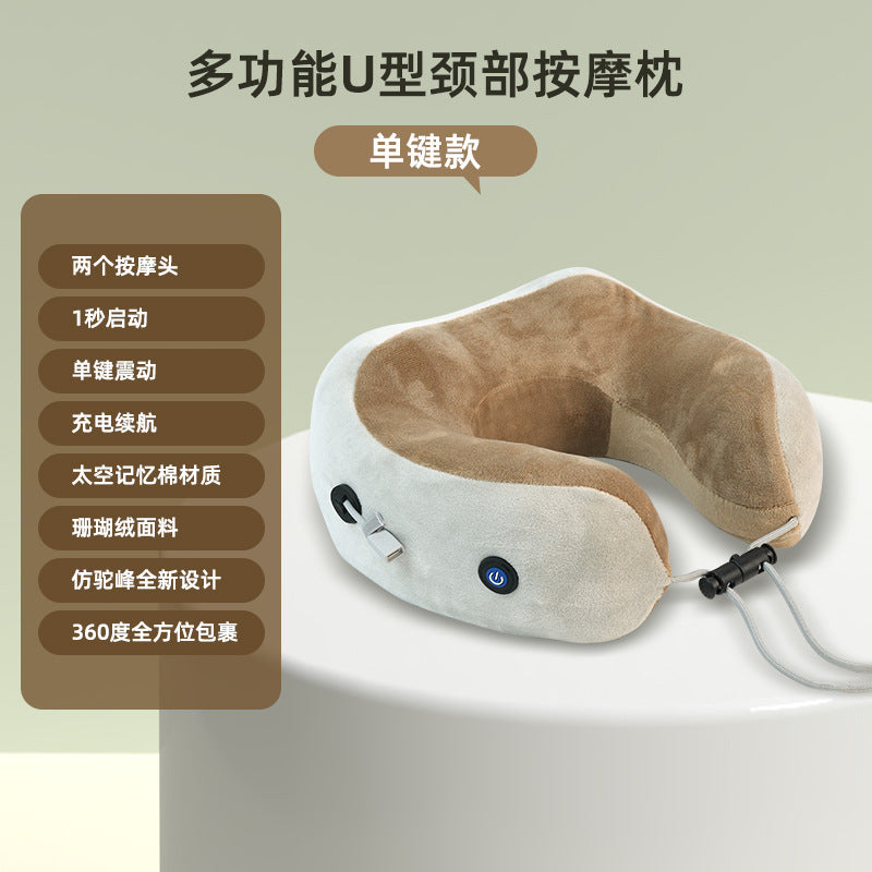 Multifunctional U-Shaped Pillow Memory Foam Portable Car Travel Electric Neck Cervical Spine Massager U-Shaped Massage Pillow