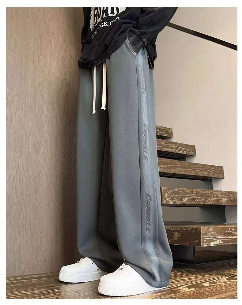 American-Style Patchwork Sports Pants for Men, Autumn Ins Trendy Brand, Versatile Loose Straight-Leg Wide-Leg Casual Long Pants for Teenagers