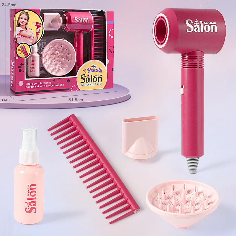 Children's Barber Toy Set Play House Girls Birthday Gift Hair Salon Dressing Toy
