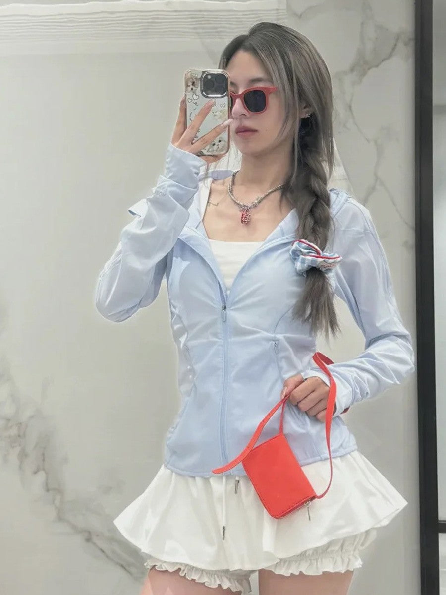 LU IUX Summer New Women's Sun Protection Suit UPF50 MIST OVER UV Protection Long Sleeve Hooded Zipper