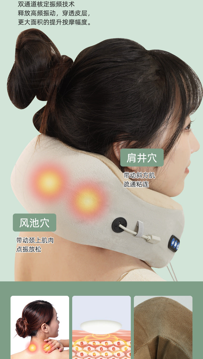 Multifunctional U-Shaped Pillow Memory Foam Portable Car Travel Electric Neck Cervical Spine Massager U-Shaped Massage Pillow