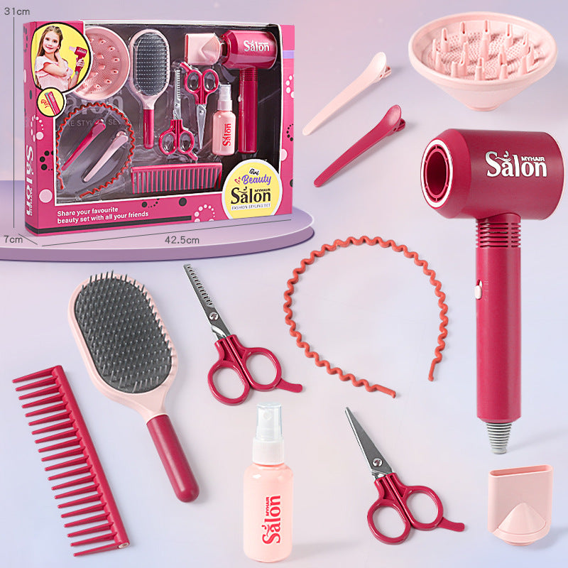 Children's Barber Toy Set Play House Girls Birthday Gift Hair Salon Dressing Toy