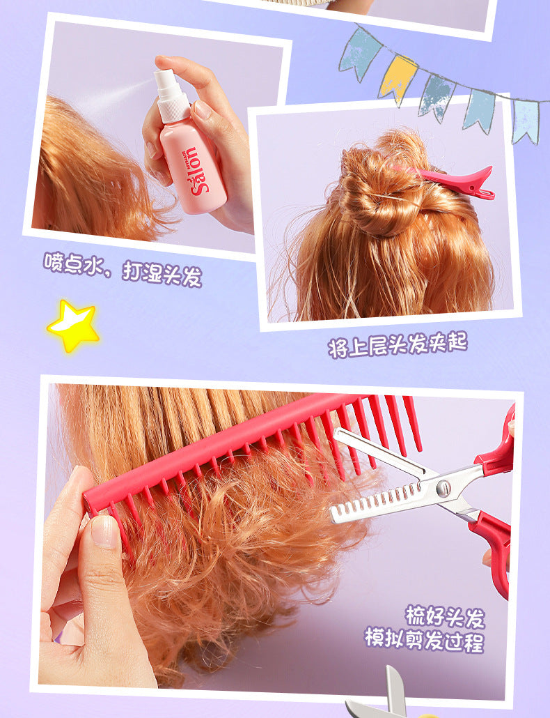 Children's Barber Toy Set Play House Girls Birthday Gift Hair Salon Dressing Toy