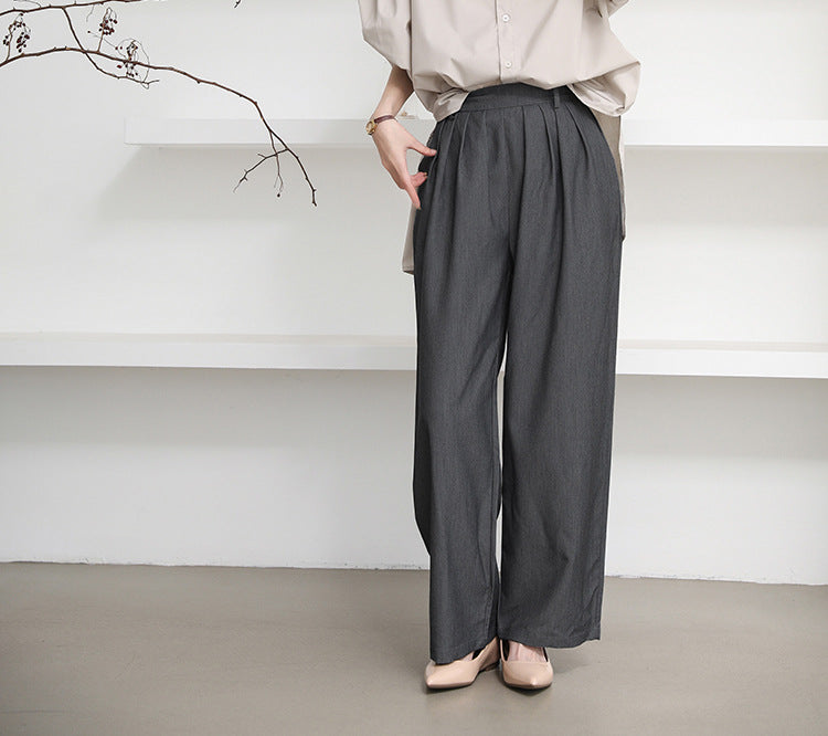 Cross-Border Japanese and Korean Autumn Women's Clothing 3-Color Casual Pants with a High-End Feel, Loose and Simple Casual Versatile Straight-Leg Trousers