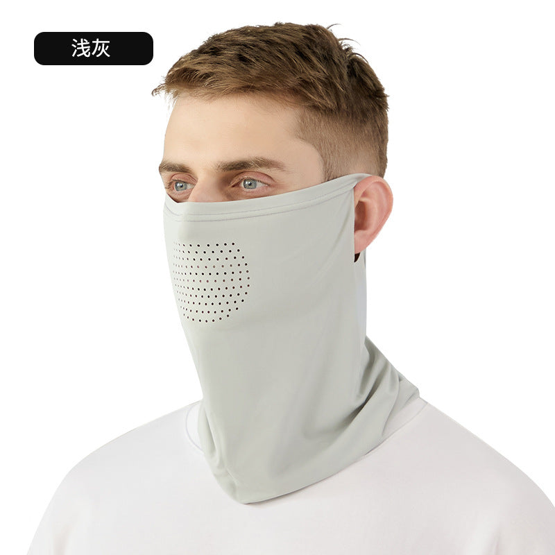 Summer Riding Sunscreen Mask Outdoor Sports Thin Breathable Ice Silk Scarf Ear Hanging Neck Cover Breathable Quick-drying Face Towel