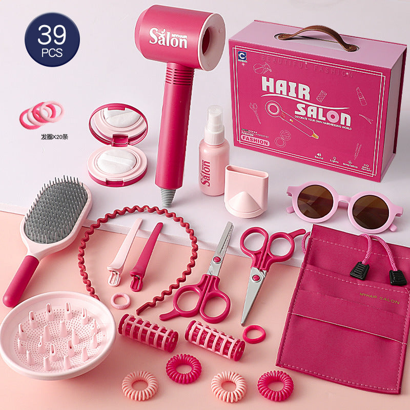 Children's Barber Toy Set Play House Girls Birthday Gift Hair Salon Dressing Toy