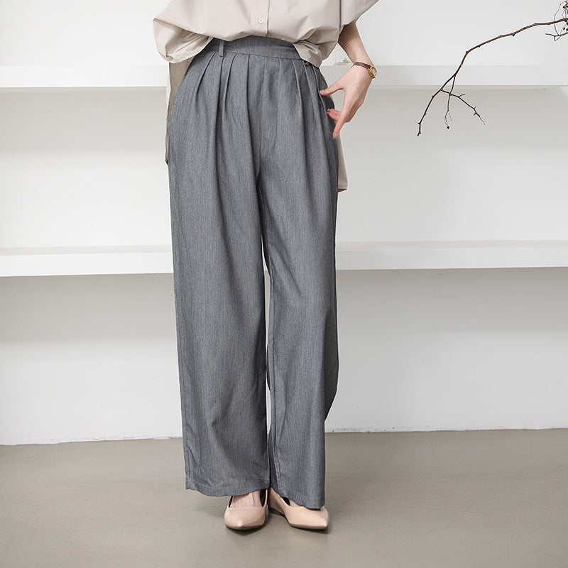 Cross-Border Japanese and Korean Autumn Women's Clothing 3-Color Casual Pants with a High-End Feel, Loose and Simple Casual Versatile Straight-Leg Trousers