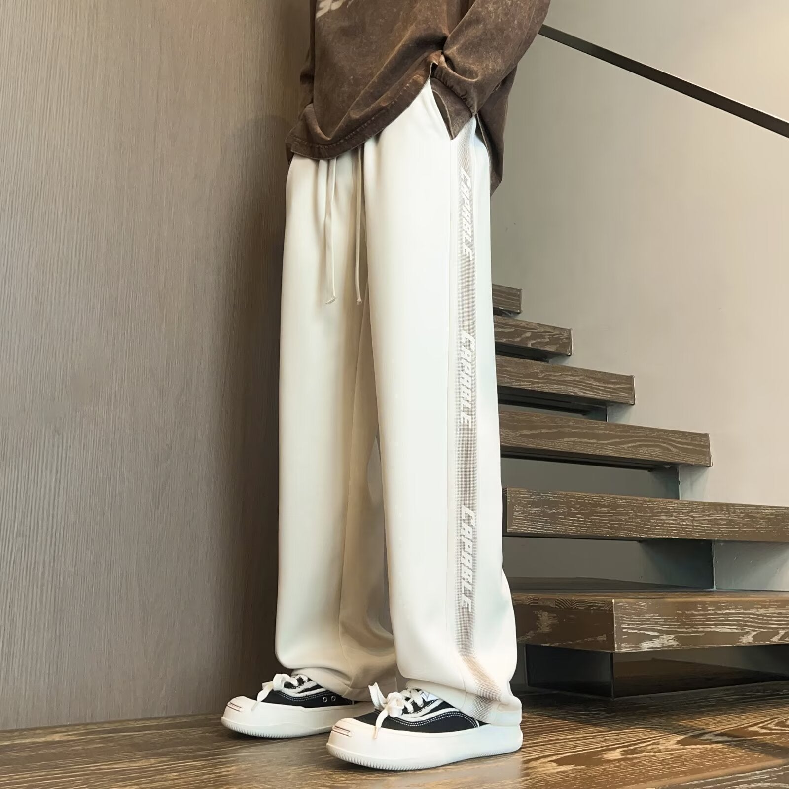 American-Style Patchwork Sports Pants for Men, Autumn Ins Trendy Brand, Versatile Loose Straight-Leg Wide-Leg Casual Long Pants for Teenagers