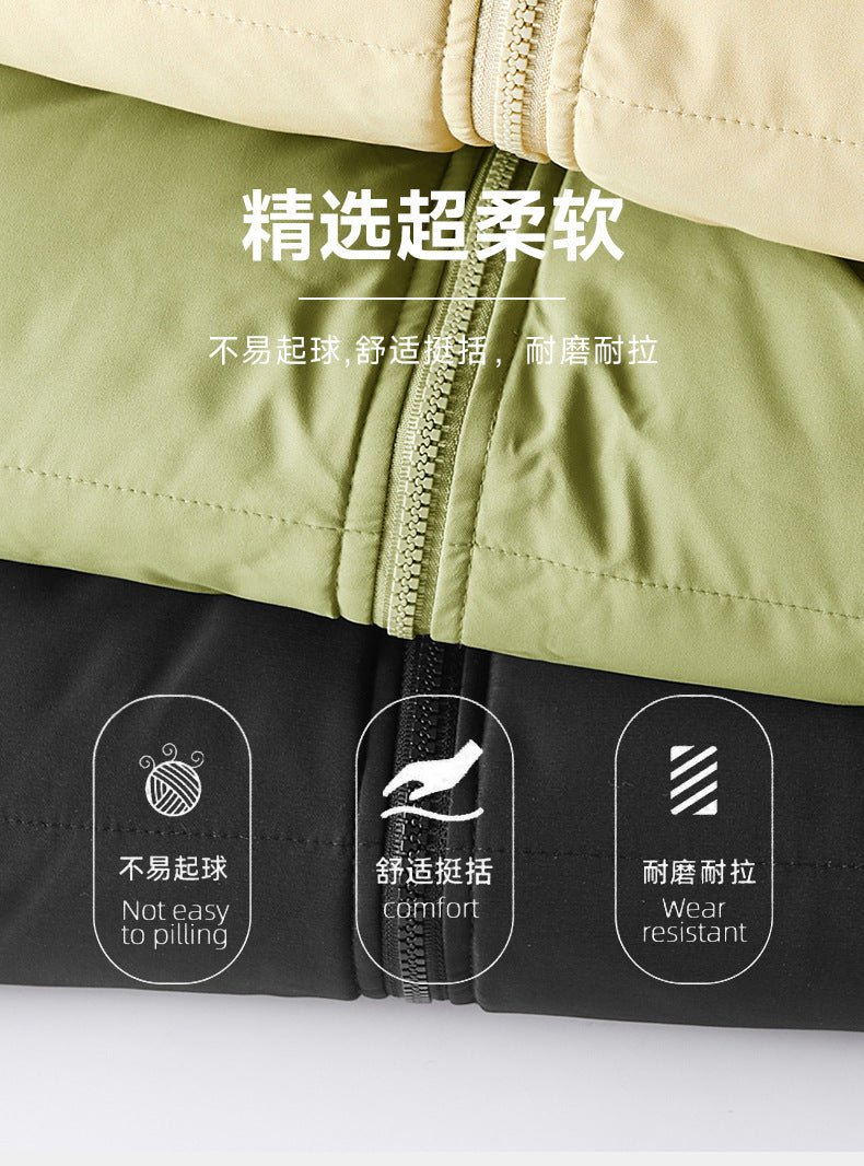Popular European Size Cross-Border Hooded Cotton Jacket for Men and Women in Winter, Windproof and Velvet Thickened Cotton Jacket for Couples, Thickened High-Quality Cotton