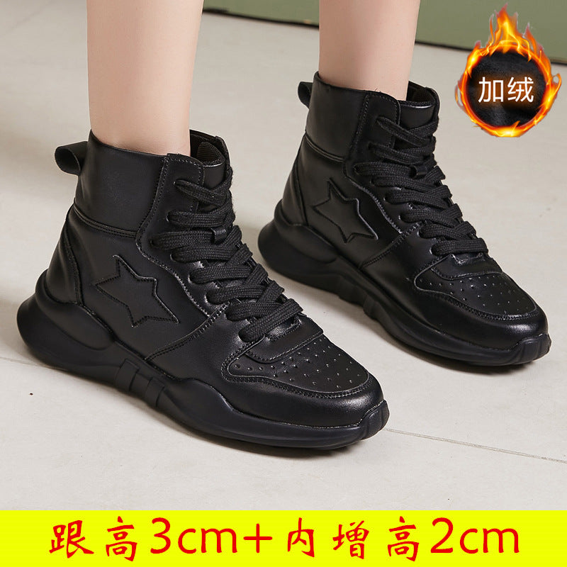 Small Size Women's Shoes 313233 High-Top Shoes with Leather and Velvet, Ultra-Light Waterproof Short Boots, Large Size Women's Shoes 41 to 43, Showing Small Feet