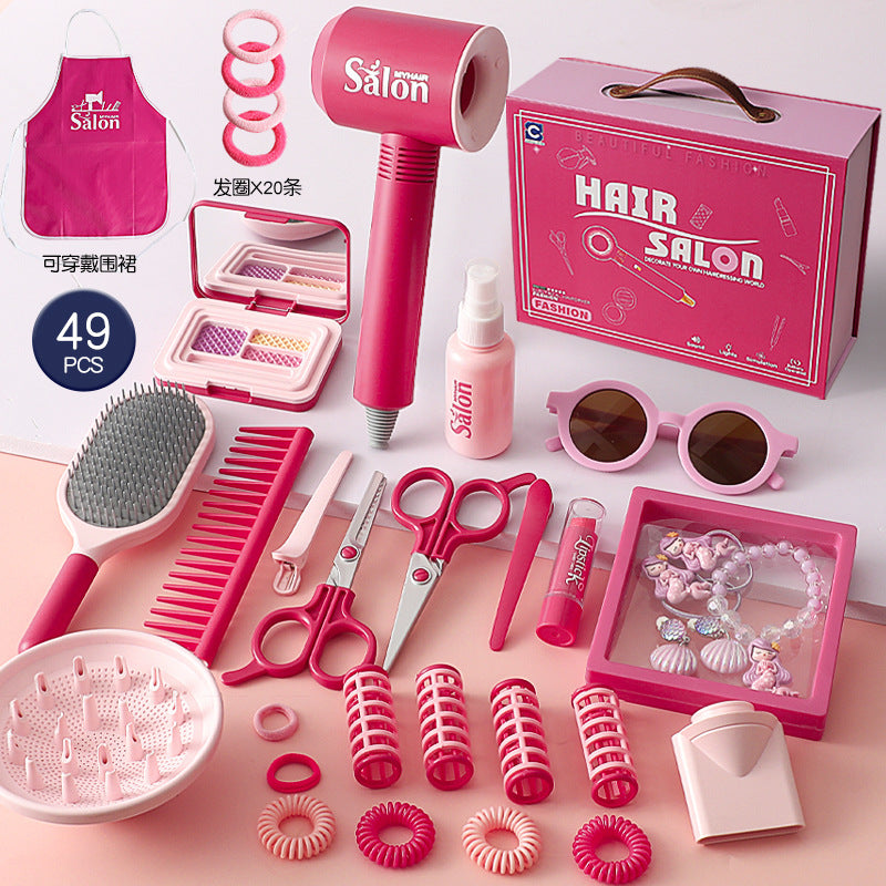 Children's Barber Toy Set Play House Girls Birthday Gift Hair Salon Dressing Toy