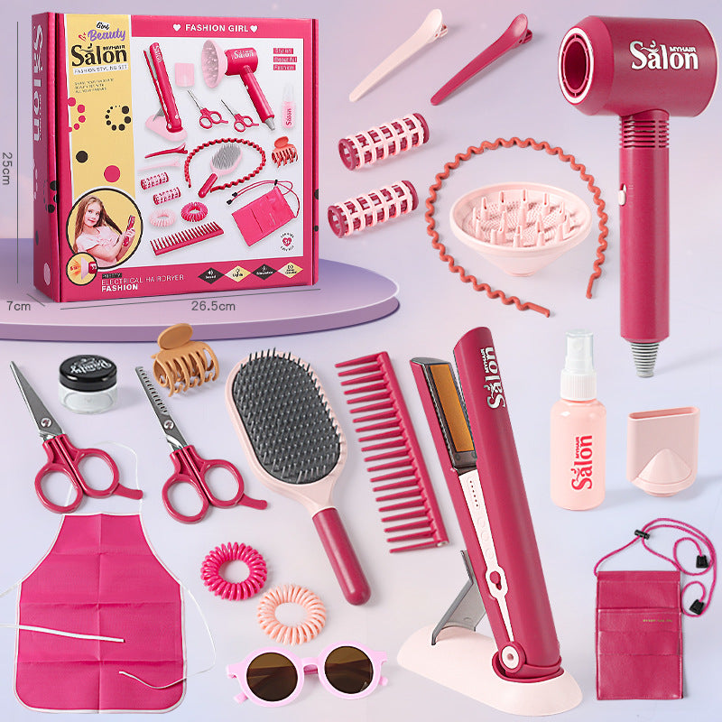 Children's Barber Toy Set Play House Girls Birthday Gift Hair Salon Dressing Toy