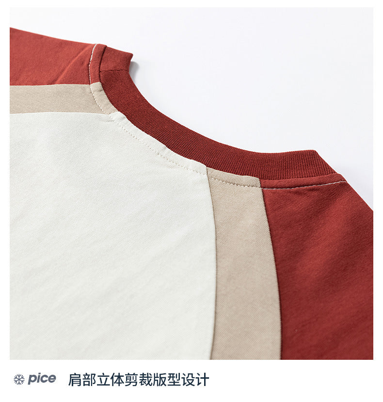 Cross-Border Round Neck T-Shirt Fashionable Young Men's Summer New Three-Quarter Sleeve Round Neck T-Shirt Men's Versatile Loose Work Clothing Style