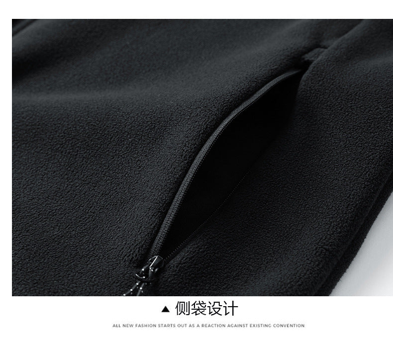 Autumn and Winter New Polar Fleece Jacket Men's Fleece-Lined Thickeneded Warm Youth Stand-Up Collar Fleece Sports Casual Jacket