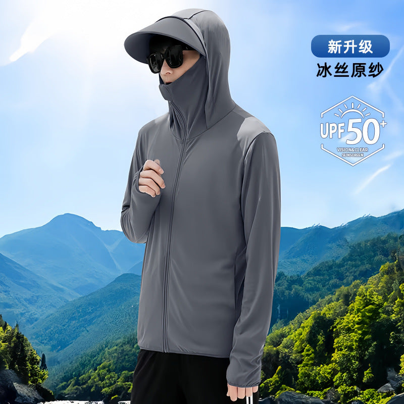 Sunscreen Clothing Men's Mountain Outdoor Sunshade Big Hat Brim Skin Clothing Summer Upf50 Ice Silk Couple Sunscreen Clothing Breathable