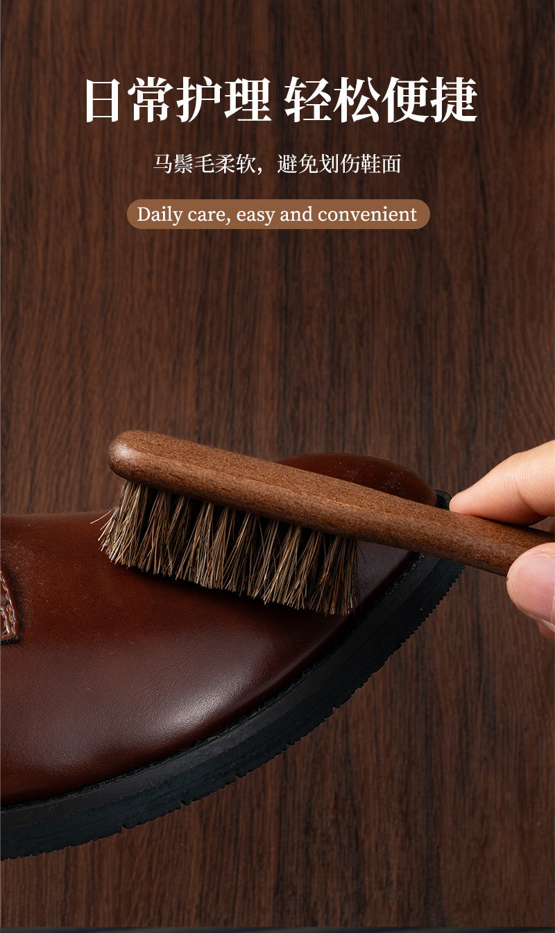 Beech Horsehair Brush for Leather Shoes, Oiling, Polishing, Dust Removal, Shoe Brush, Horsehair Cleaning Brush for Shiny White Shoes