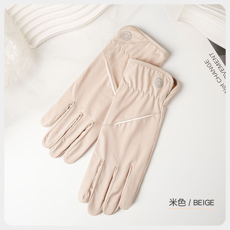 Sun Protection Gloves for Women in Summer Outdoor Sports Cycling Cool Thin Non-Slip Finger Leakage Ice Silk Gloves Anti-Uv F4