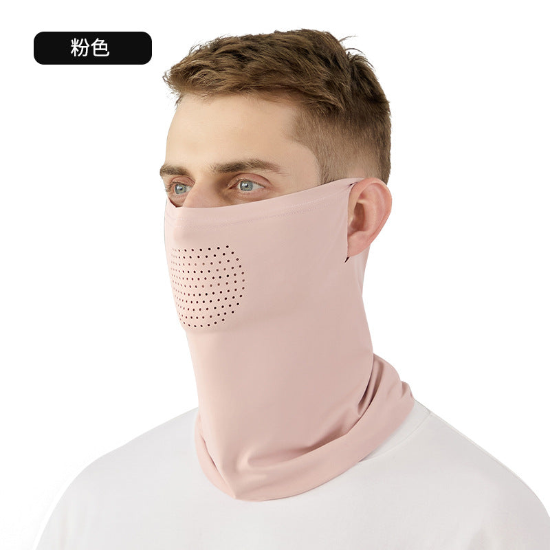 Summer Riding Sunscreen Mask Outdoor Sports Thin Breathable Ice Silk Scarf Ear Hanging Neck Cover Breathable Quick-drying Face Towel