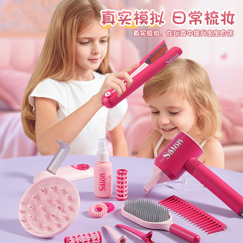 Children's Barber Toy Set Play House Girls Birthday Gift Hair Salon Dressing Toy