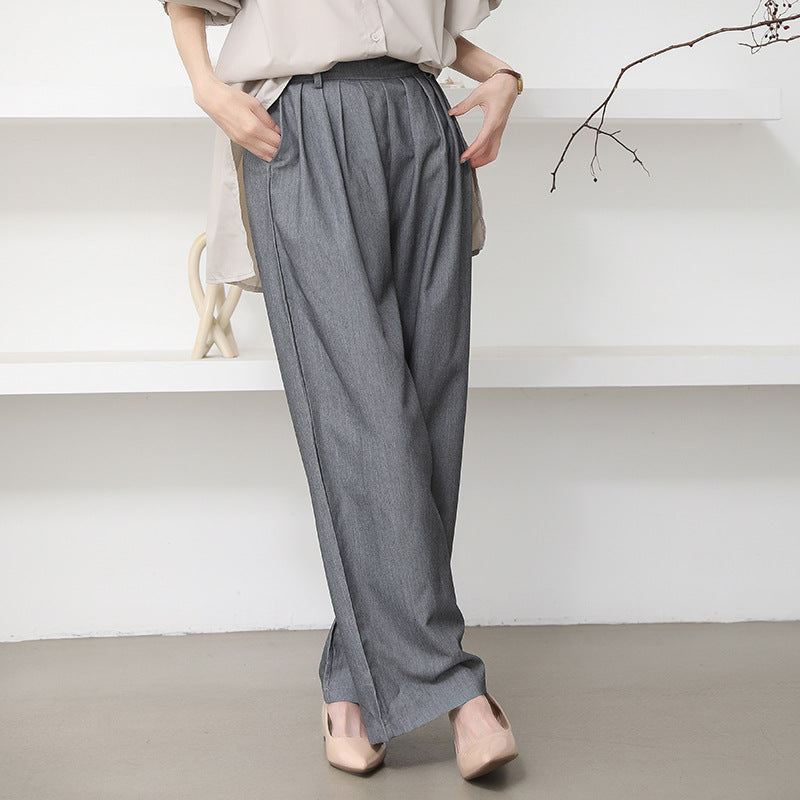 Cross-Border Japanese and Korean Autumn Women's Clothing 3-Color Casual Pants with a High-End Feel, Loose and Simple Casual Versatile Straight-Leg Trousers