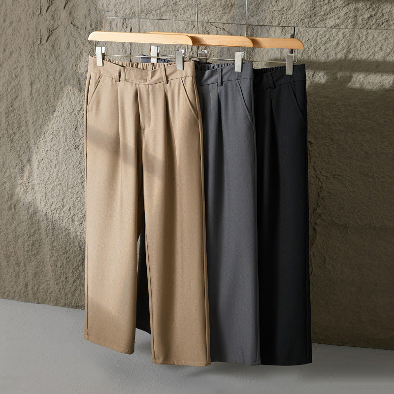 2025 New Loose Straight Casual Pants for Men Korean Style Trendy Versatile Thin Drape Wide-Leg Floor-Length Trousers