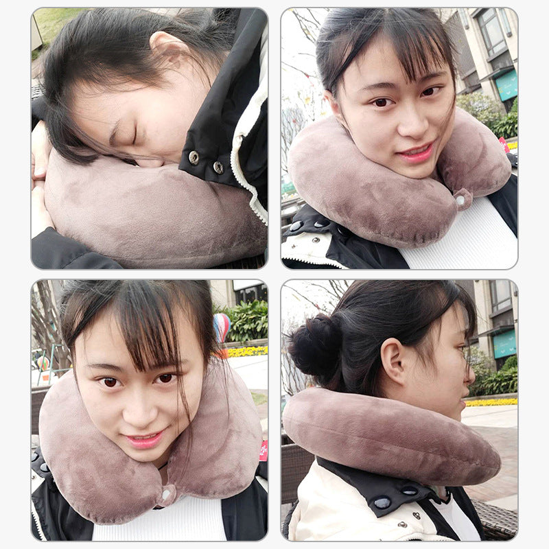 2025 New Cross-Border U-Shaped Pillow Portable Pp Cotton Office Nap Cervical Pillow Car High-Speed Rail Neck Pillow Wholesale