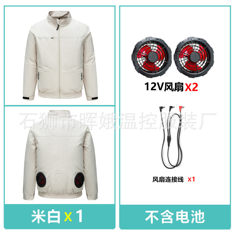 Cross-Border New Smart Air-Conditioned Clothing Porous Fan Stand Collar Workwear Outdoor Work Uniform Labor Protection Duty Fan Clothing