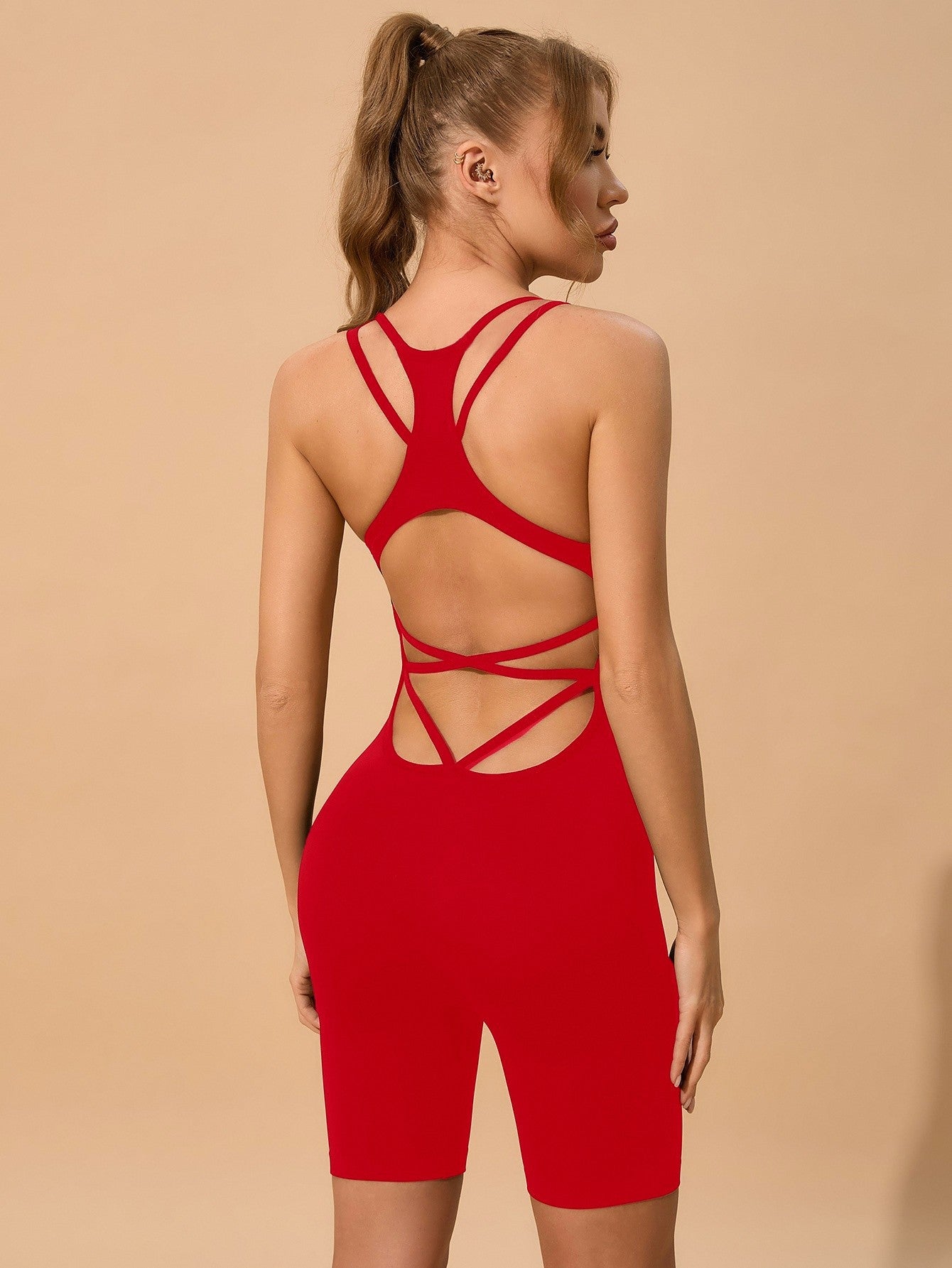 European and American Popular Seamless High-Elastic Tight Yoga Sports Fitness Sexy Suspender Jumpsuit Women's Jumpsuit