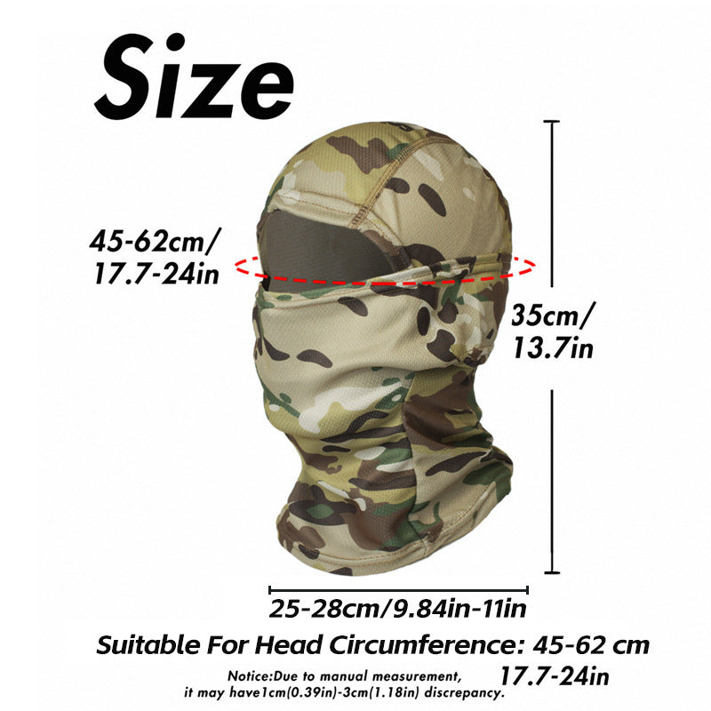 Camouflage Hood, Outdoor Cycling Mask, Breathable, Quick-Drying Neck Scarf, Sun Protection, Face Covering, Windproof Helmet Liner, Cross-Border