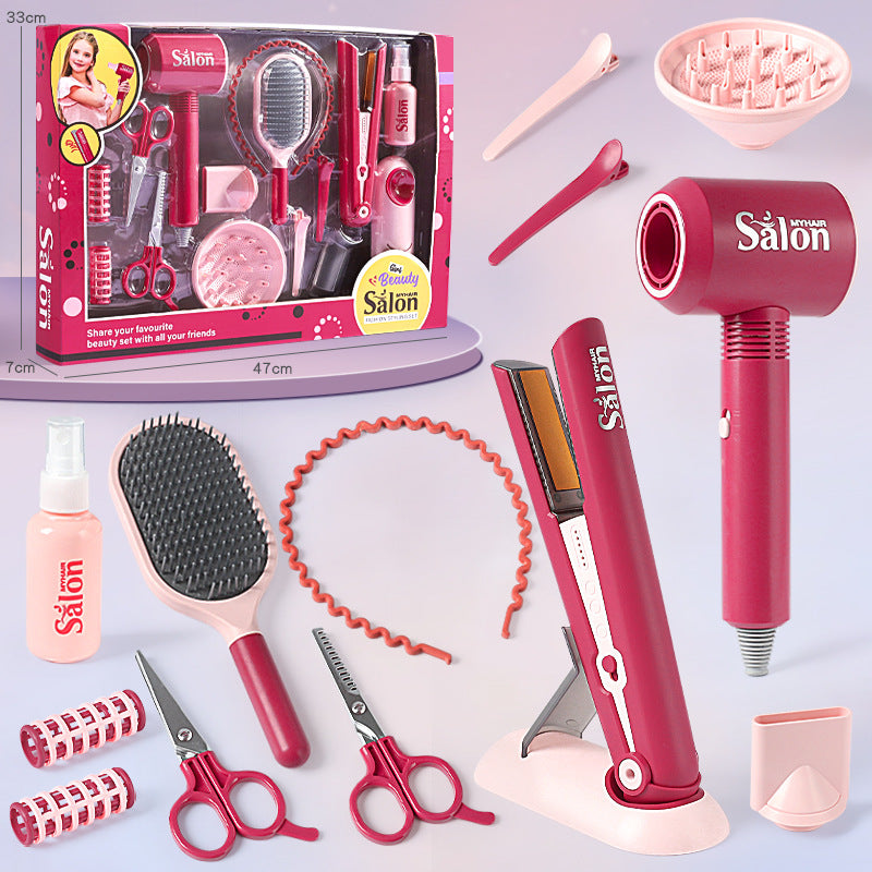 Children's Barber Toy Set Play House Girls Birthday Gift Hair Salon Dressing Toy
