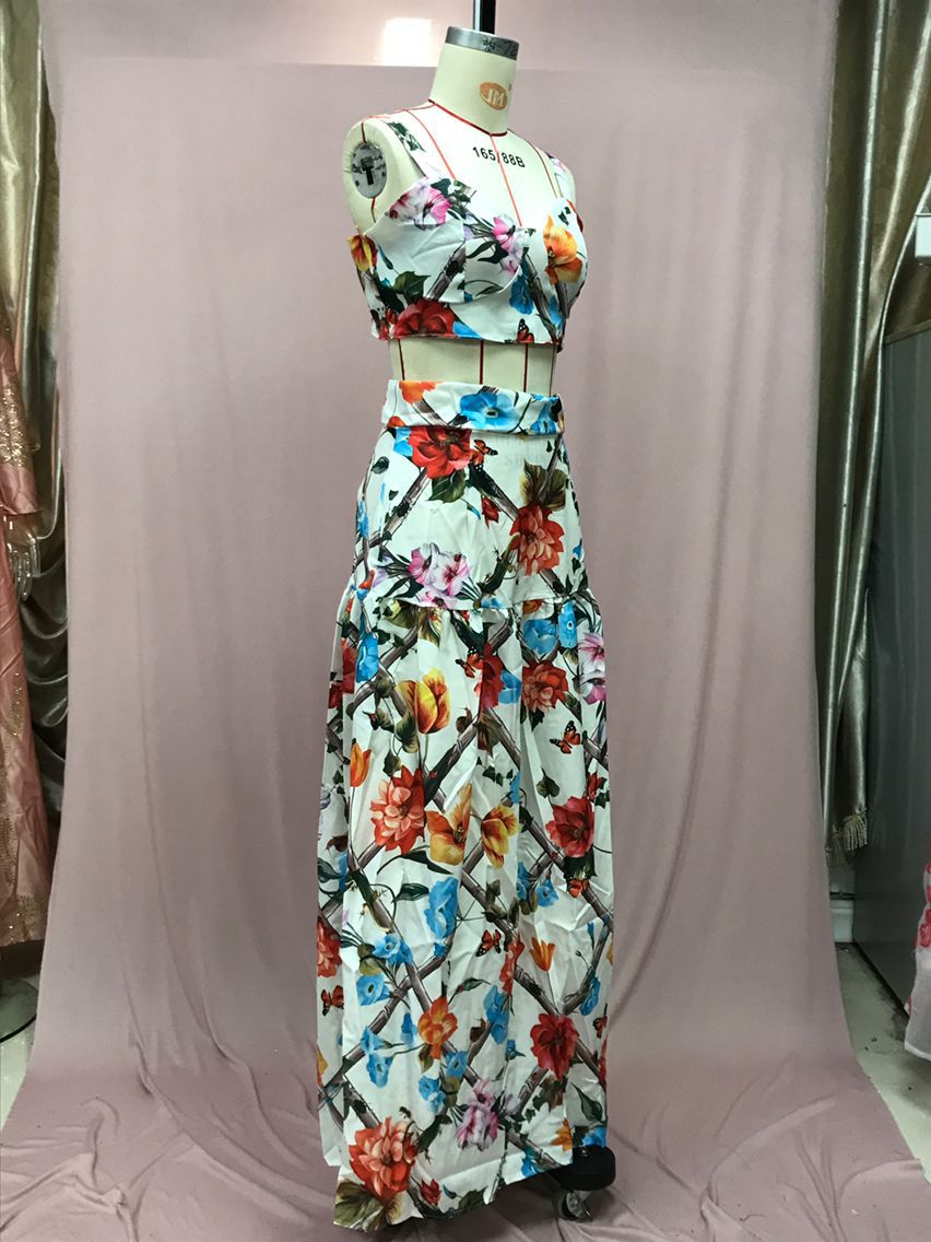 2025 Summer European and American Export New Women's Clothing Wish Amazon Sexy Sleeveless Suspender Long Skirt Printed Dress