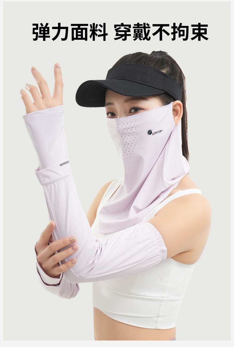 Summer New Breathable Ice Silk Sunscreen Mask Cycling Sunshade Anti-Uv Face Kini Neck Integrated Sunscreen Mask