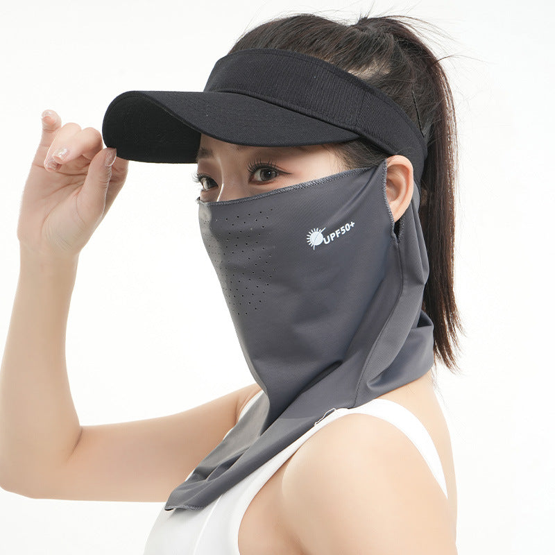 Summer New Breathable Ice Silk Sunscreen Mask Cycling Sunshade Anti-Uv Face Kini Neck Integrated Sunscreen Mask