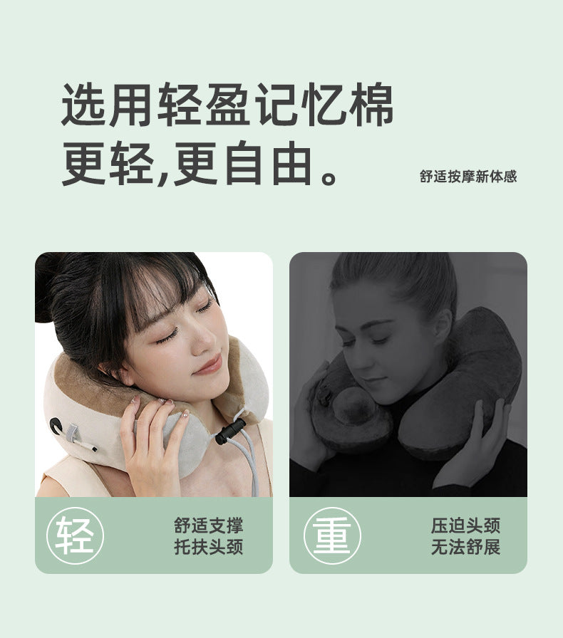 Multifunctional U-Shaped Pillow Memory Foam Portable Car Travel Electric Neck Cervical Spine Massager U-Shaped Massage Pillow
