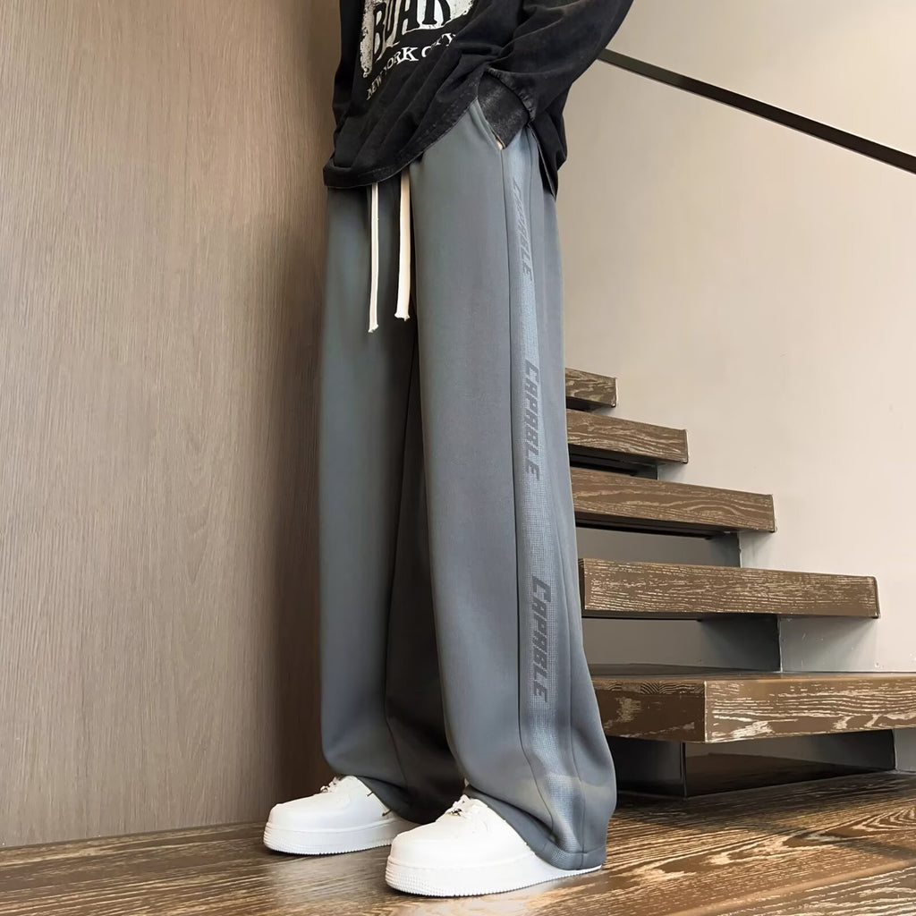 American-Style Patchwork Sports Pants for Men, Autumn Ins Trendy Brand, Versatile Loose Straight-Leg Wide-Leg Casual Long Pants for Teenagers
