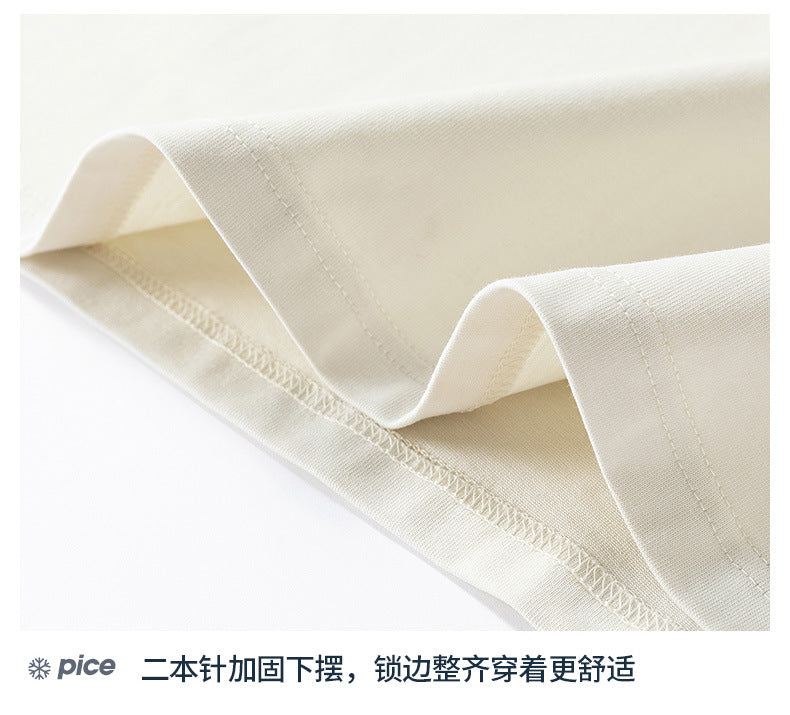 Cross-Border Round Neck T-Shirt Fashionable Young Men's Summer New Three-Quarter Sleeve Round Neck T-Shirt Men's Versatile Loose Work Clothing Style