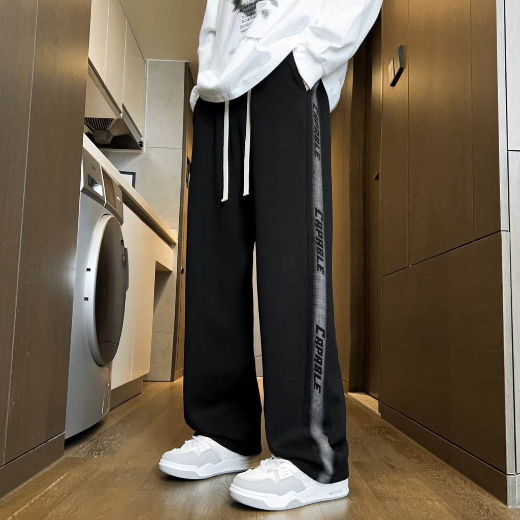 American-Style Patchwork Sports Pants for Men, Autumn Ins Trendy Brand, Versatile Loose Straight-Leg Wide-Leg Casual Long Pants for Teenagers