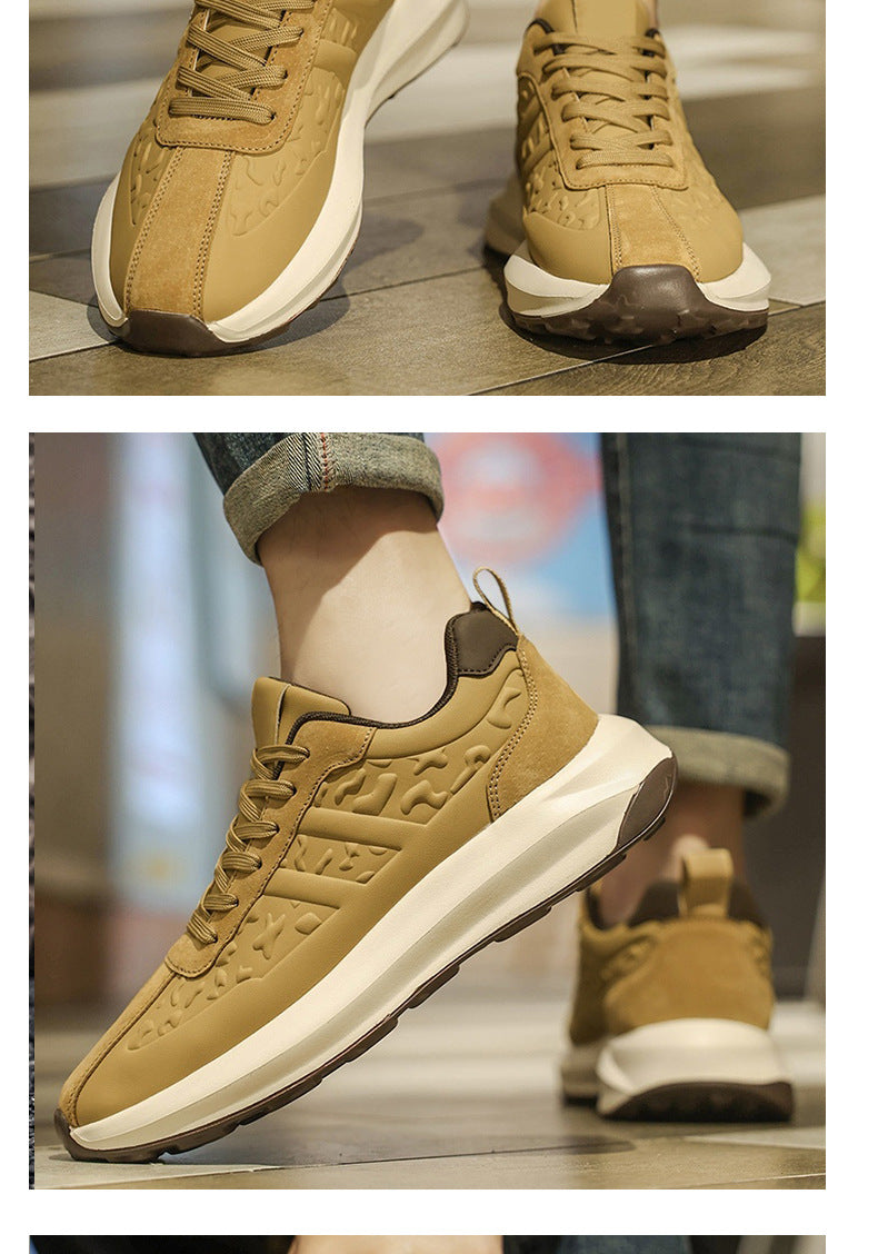 Men's Shoes Cross-Border New Leather Trendy Shoes Men's Fashion Casual Outdoor Running Shoes Men's Sports Shoes Dad Shoes
