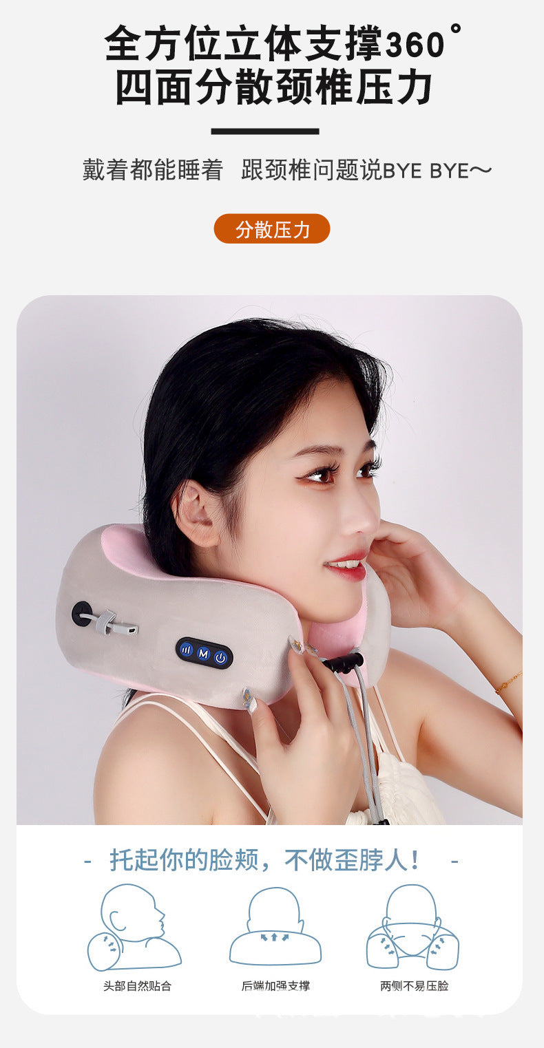 Household Massage U-shaped Pillow Memory Foam Portable Car Travel Electric Neck Cervical Massager U-shaped Massage Pillow