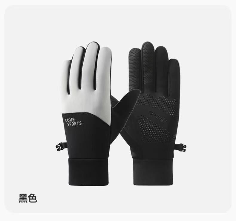Autumn and Winter Lightweight Windproof, Waterproof, Anti-Slip Touch Screen Winter Outdoor Sports Cycling Fleece-Lined Thickeneded Warm Gloves