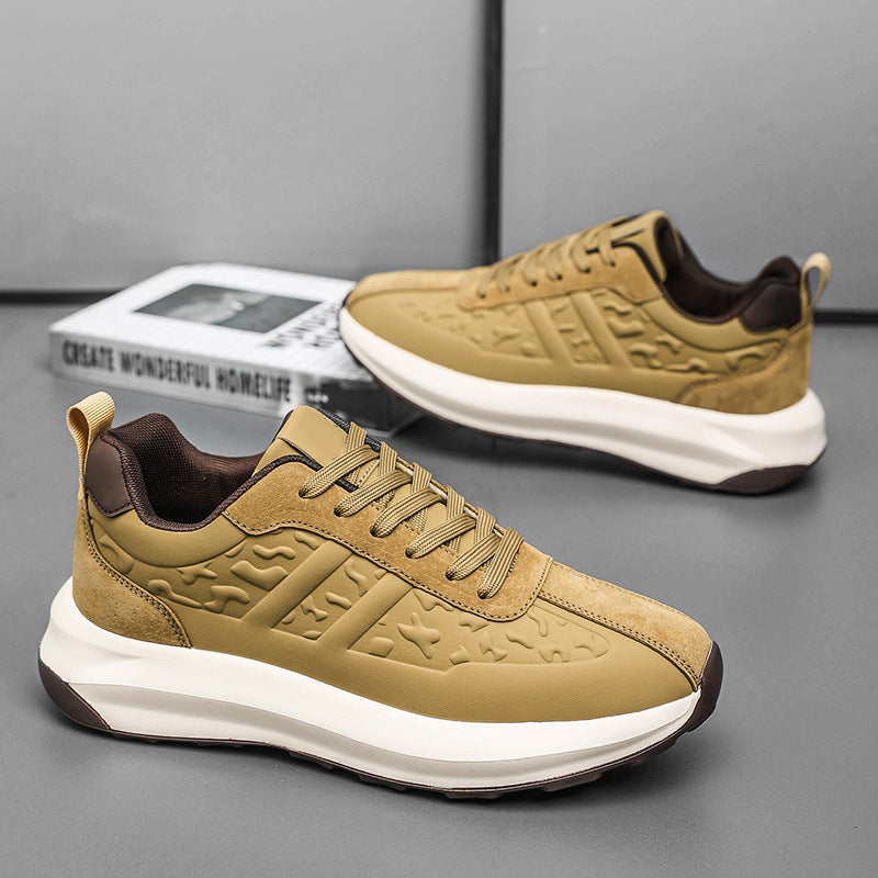 Men's Shoes Cross-Border New Leather Trendy Shoes Men's Fashion Casual Outdoor Running Shoes Men's Sports Shoes Dad Shoes