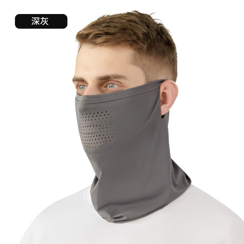 Summer Riding Sunscreen Mask Outdoor Sports Thin Breathable Ice Silk Scarf Ear Hanging Neck Cover Breathable Quick-drying Face Towel
