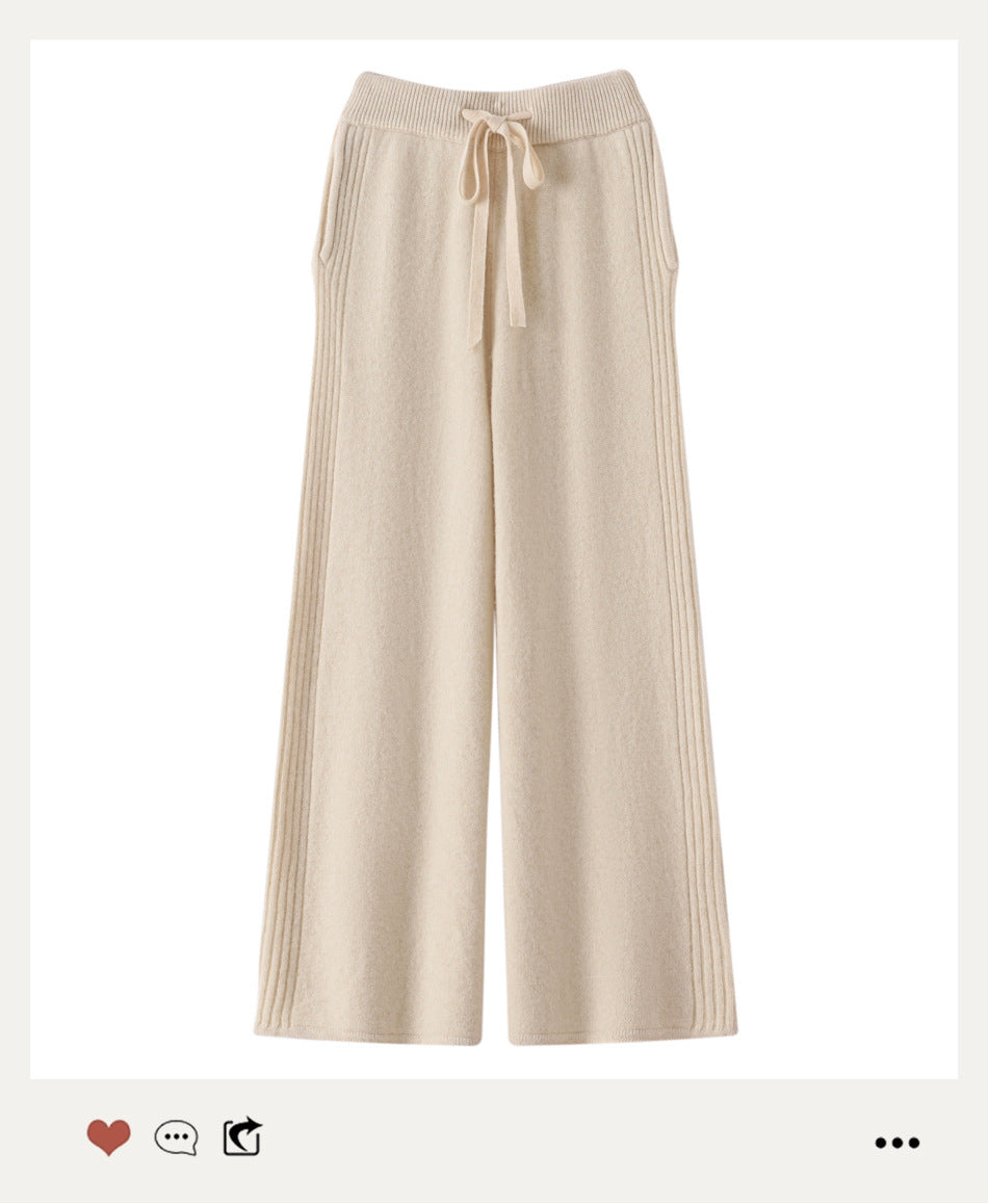Narrow Casual Women's Sports Wide-Leg Pants High-Waist Slim Version New Long Fashion Straight Spring and Autumn Drape Pants 2025