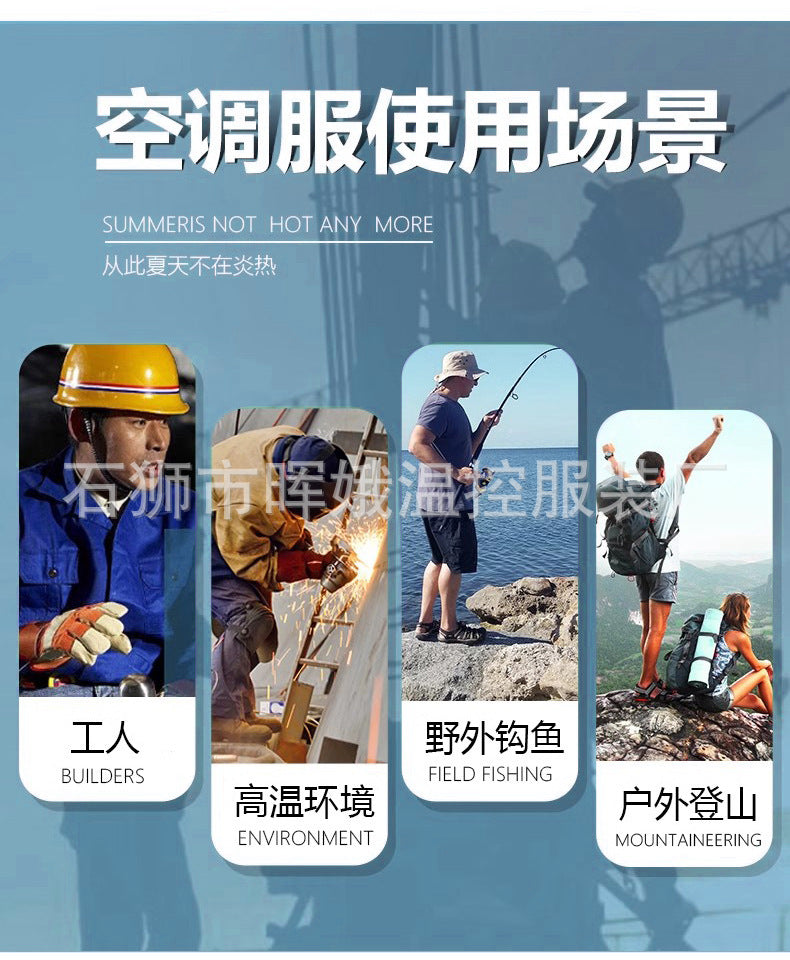 Cross-Border New Smart Air-Conditioned Clothing Porous Fan Stand Collar Workwear Outdoor Work Uniform Labor Protection Duty Fan Clothing