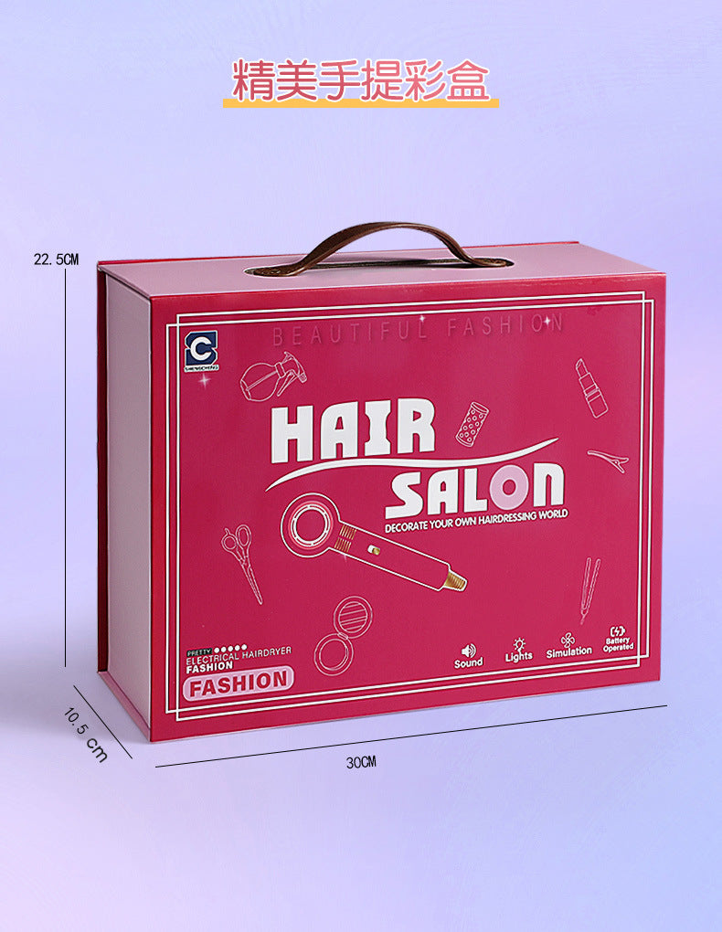 Children's Barber Toy Set Play House Girls Birthday Gift Hair Salon Dressing Toy