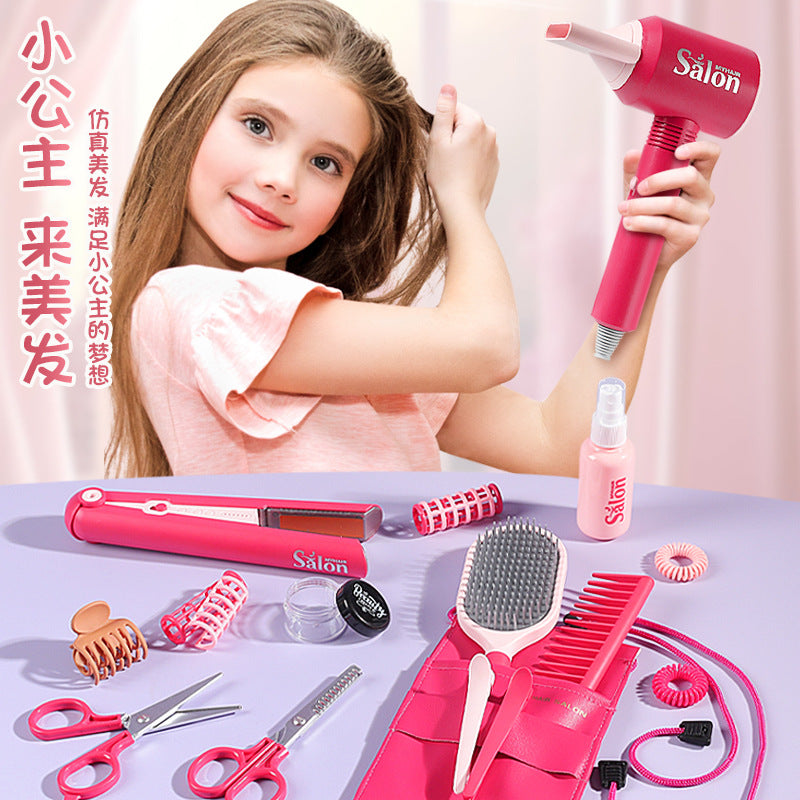 Children's Barber Toy Set Play House Girls Birthday Gift Hair Salon Dressing Toy