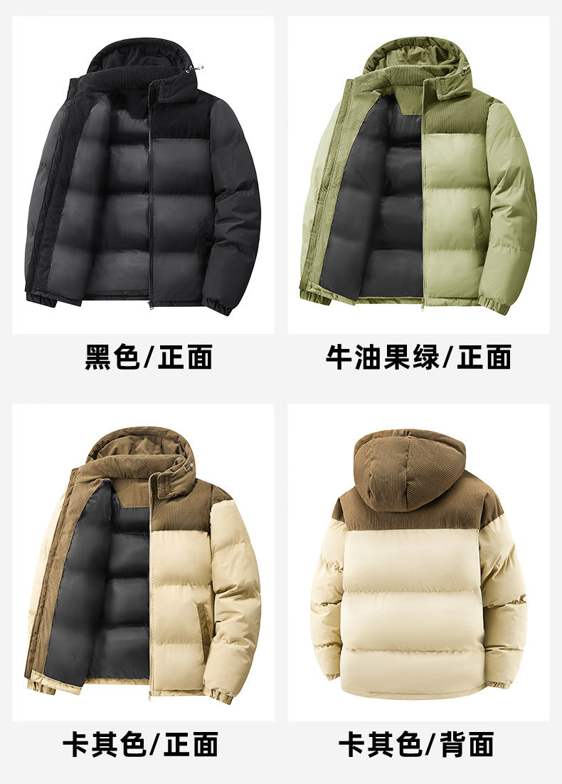 Popular European Size Cross-Border Hooded Cotton Jacket for Men and Women in Winter, Windproof and Velvet Thickened Cotton Jacket for Couples, Thickened High-Quality Cotton