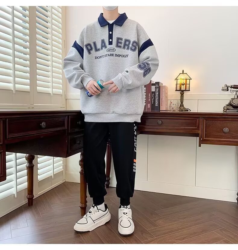 Trendy and Stylish Thin Sweatshirt with an Artistic and Simple Harajuku Japanese Style, Versatile New Popular Lazy Style