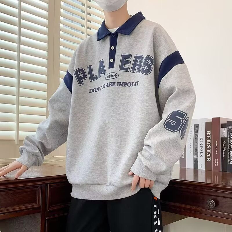 Trendy and Stylish Thin Sweatshirt with an Artistic and Simple Harajuku Japanese Style, Versatile New Popular Lazy Style