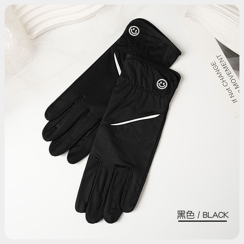 Sun Protection Gloves for Women in Summer Outdoor Sports Cycling Cool Thin Non-Slip Finger Leakage Ice Silk Gloves Anti-Uv F4